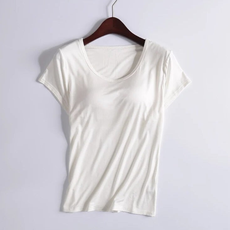 T-Shirt with Built In Bra Top Padding Inbuilt Bra Plus Size available