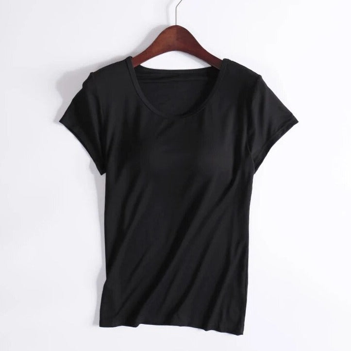 T-Shirt with Built In Bra Top Padding Inbuilt Bra Plus Size available