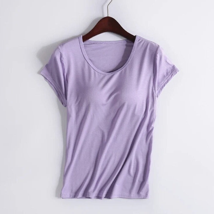 T-Shirt with Built In Bra Top Padding Inbuilt Bra Plus Size available