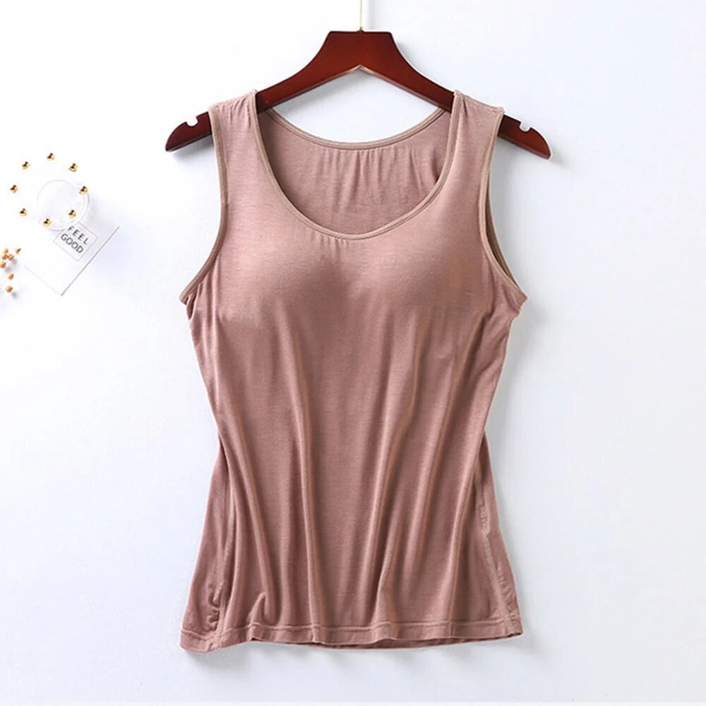 Tank Top with Built In Bra Plus size available Summer Colours