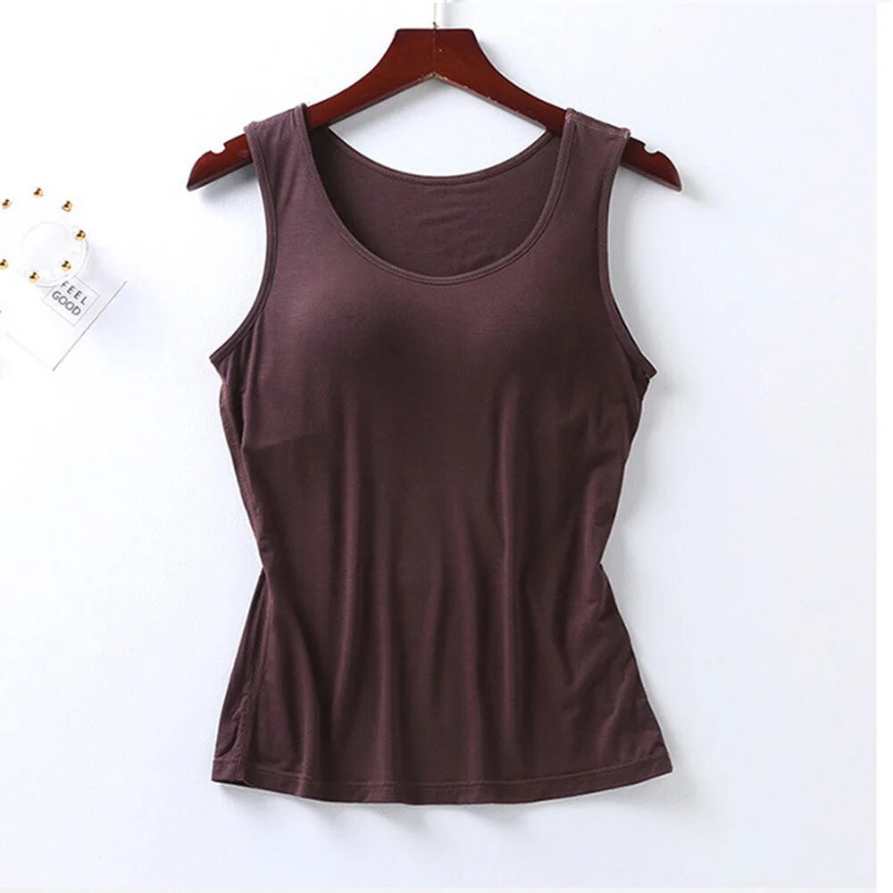 Tank Top with Built In Bra Plus size available Summer Colours
