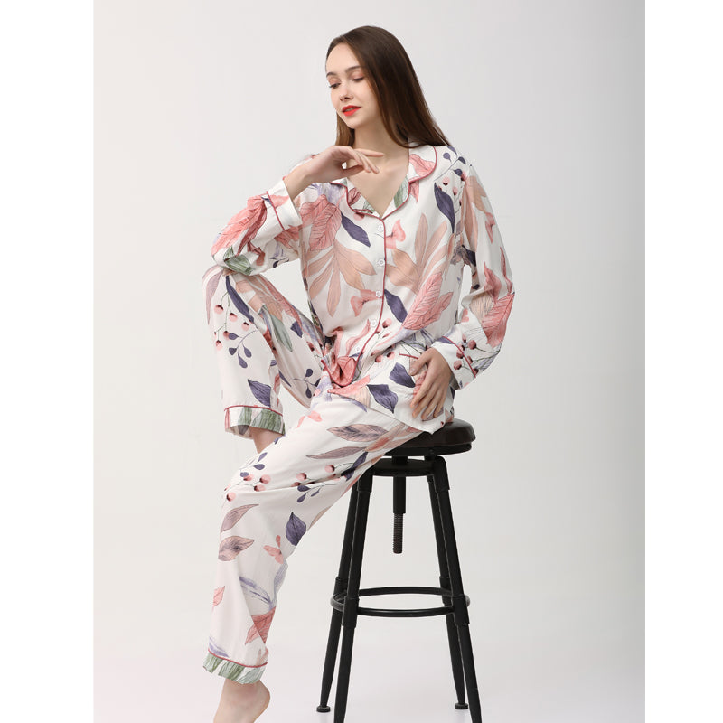 Floral Long Sleeve & Long Pants Summer Pyjama Set XS to M Size only