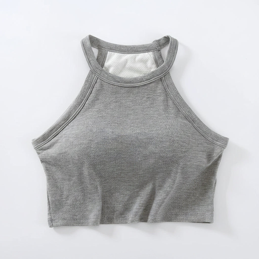Halter Neck Crop Shirt with Built in Bra