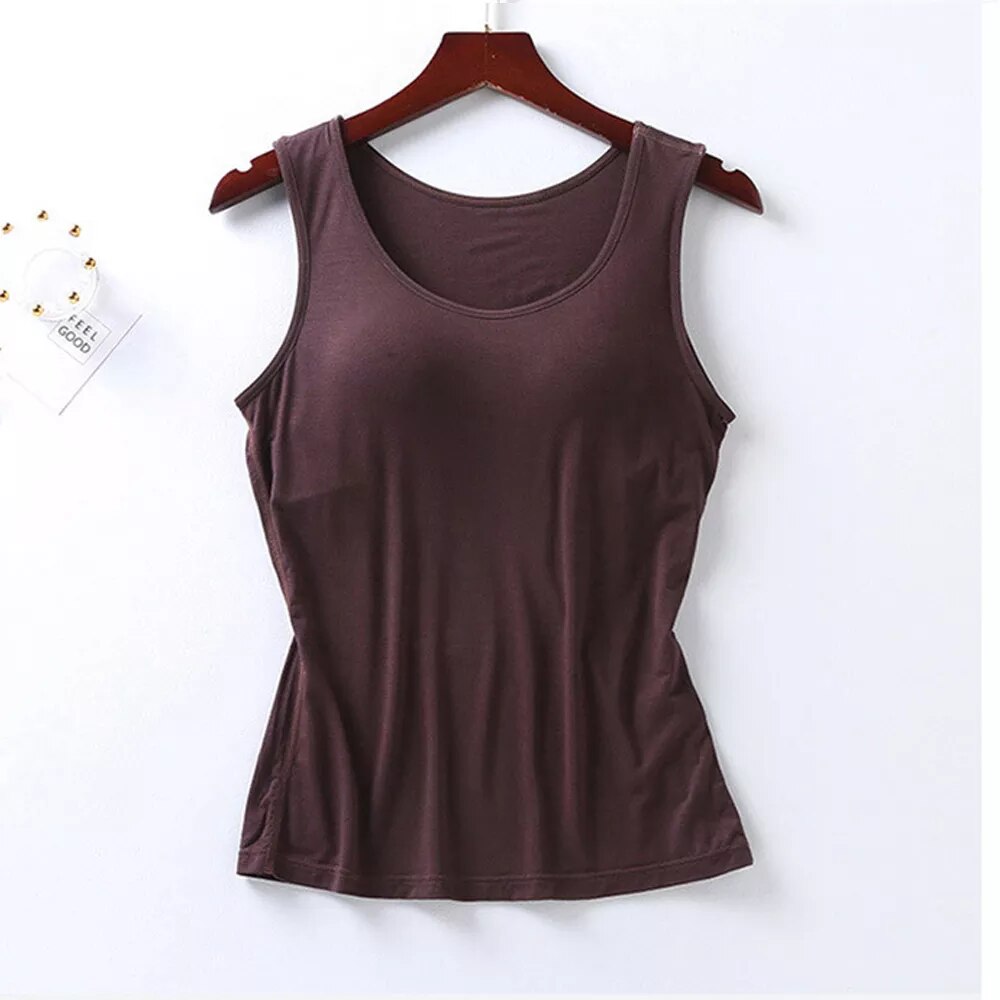 Tank Top with Built In Bra Plus size available Summer Colours