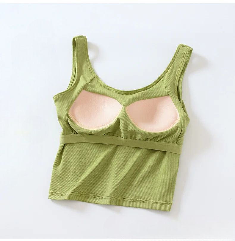 Crop Tank Top with Built-In Bra