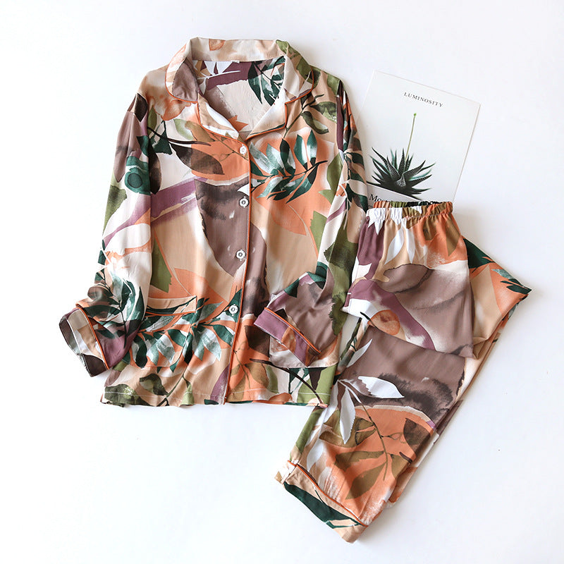 Floral Long Sleeve & Long Pants Summer Pyjama Set XS to M Size only