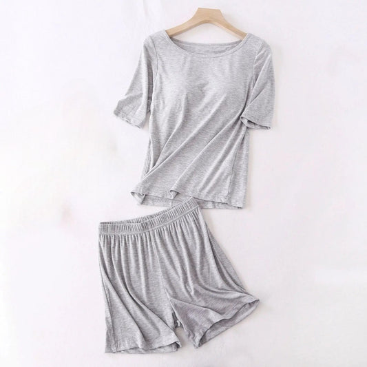 Pyjama set with Inbuilt Bra T-Shirt and Shorts with Sleeves