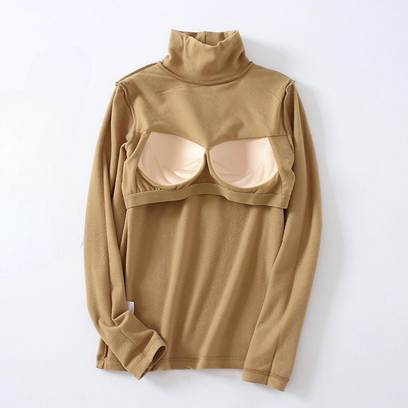 Turtle Neck Long Sleeve Top With Inbuilt Bra Fleece
