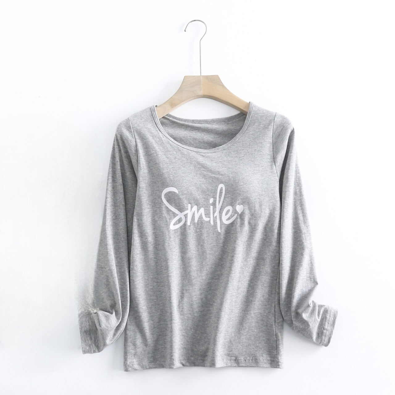 Long Sleeve Top with Built In Bra Cotton Smile