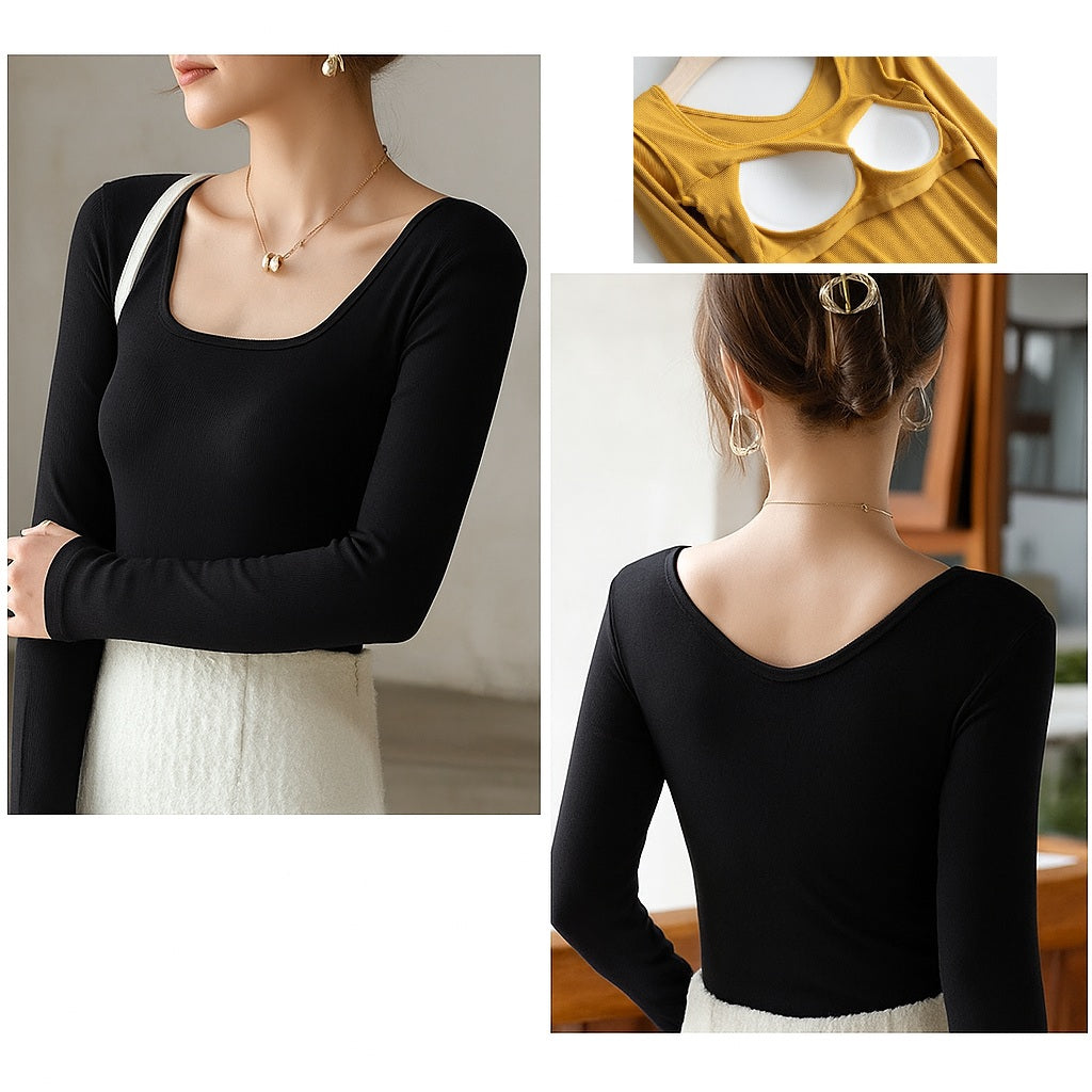 Long Sleeve Scooped Neck with an Inbuilt Bra