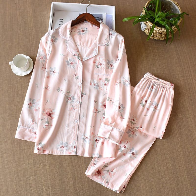 Floral Long Sleeve & Long Pants Summer Pyjama Set XS to M Size only