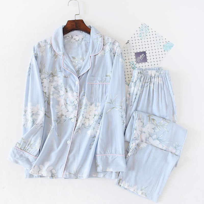 Floral Long Sleeve & Long Pants Summer Pyjama Set XS to M Size only