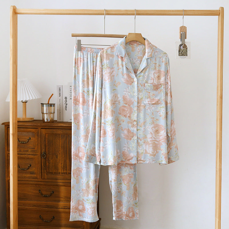 Floral Long Sleeve & Long Pants Summer Pyjama Set XS to M Size only