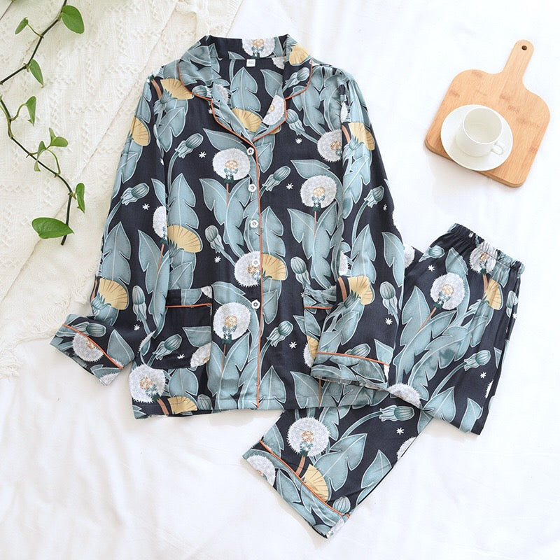 Floral Long Sleeve & Long Pants Summer Pyjama Set XS to M Size only
