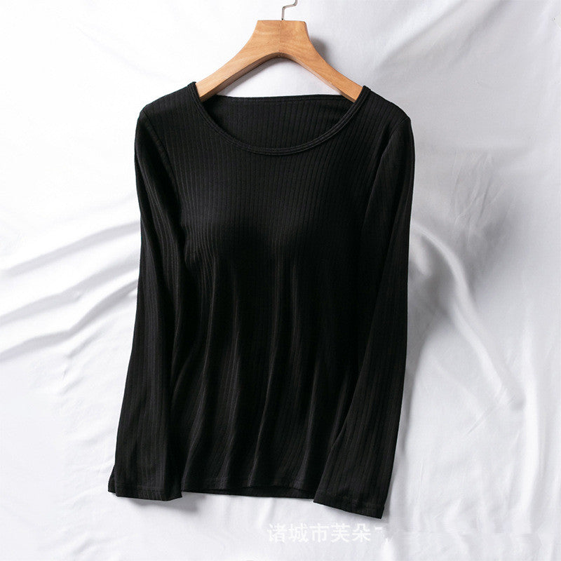 Long Sleeve Top With Built In Bra Inbuilt Bra Ribbed Material