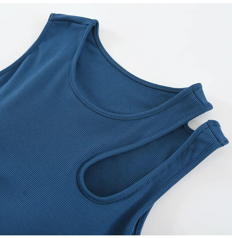 Tank Top with Built in Bra Chic Open Sleeves