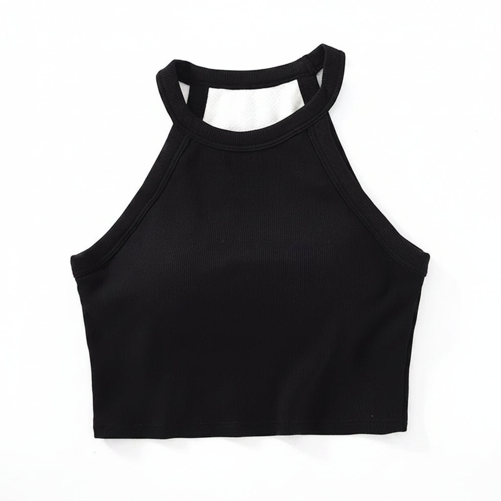Halter Neck Crop Shirt with Built in Bra