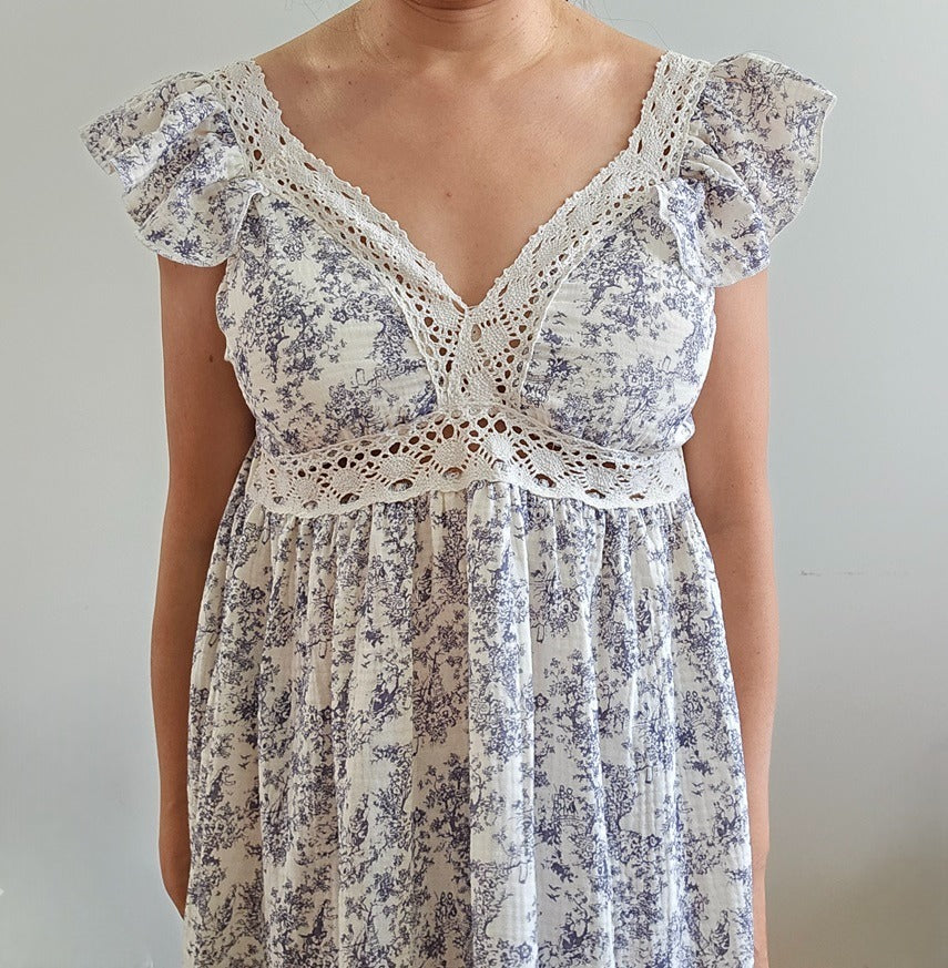 Lace Summer Dress with Removable Bra Cups 100% Cotton