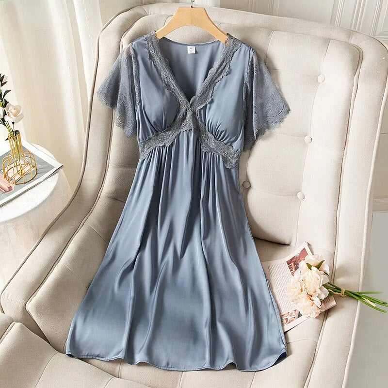 Lace Satin dress with Removable Bra Cups