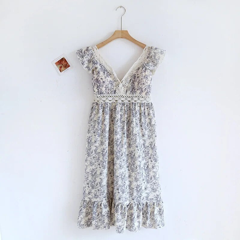 Lace Summer Dress with Removable Bra Cups 100% Cotton