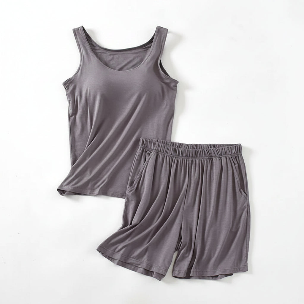 Tank Top PJ Set with Matching Shorts Soft and Lightweight