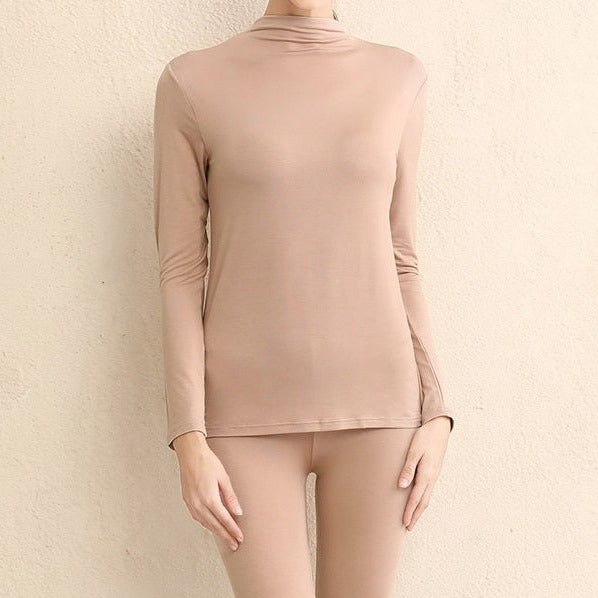 Turtle Neck Long Sleeve Top With Built In Bra Viscose