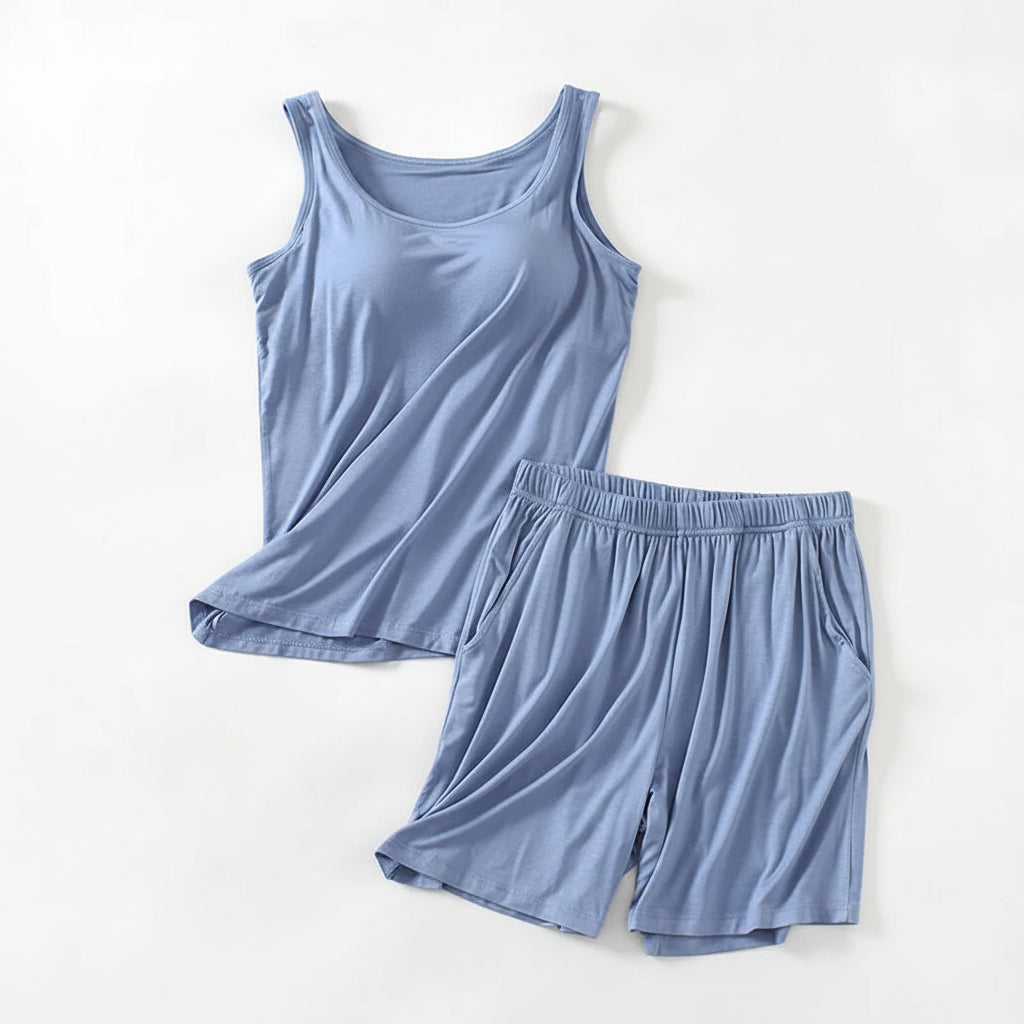 Tank Top PJ Set with Matching Shorts Soft and Lightweight