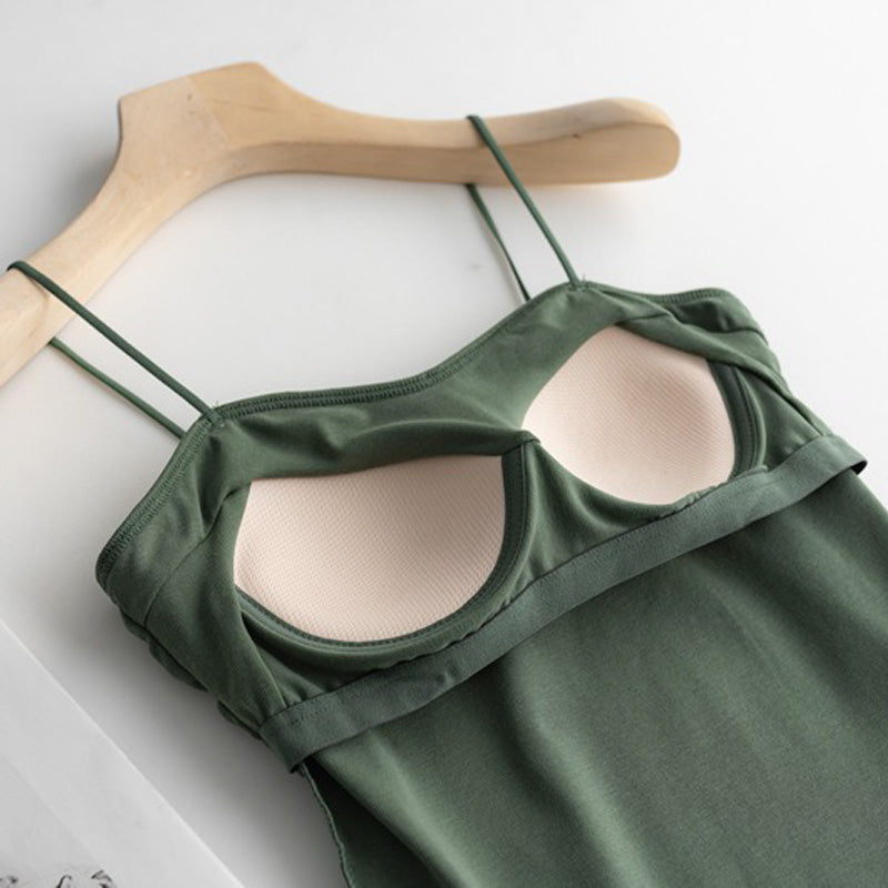 Spaghetti Strap Top with Built In Bra Cotton