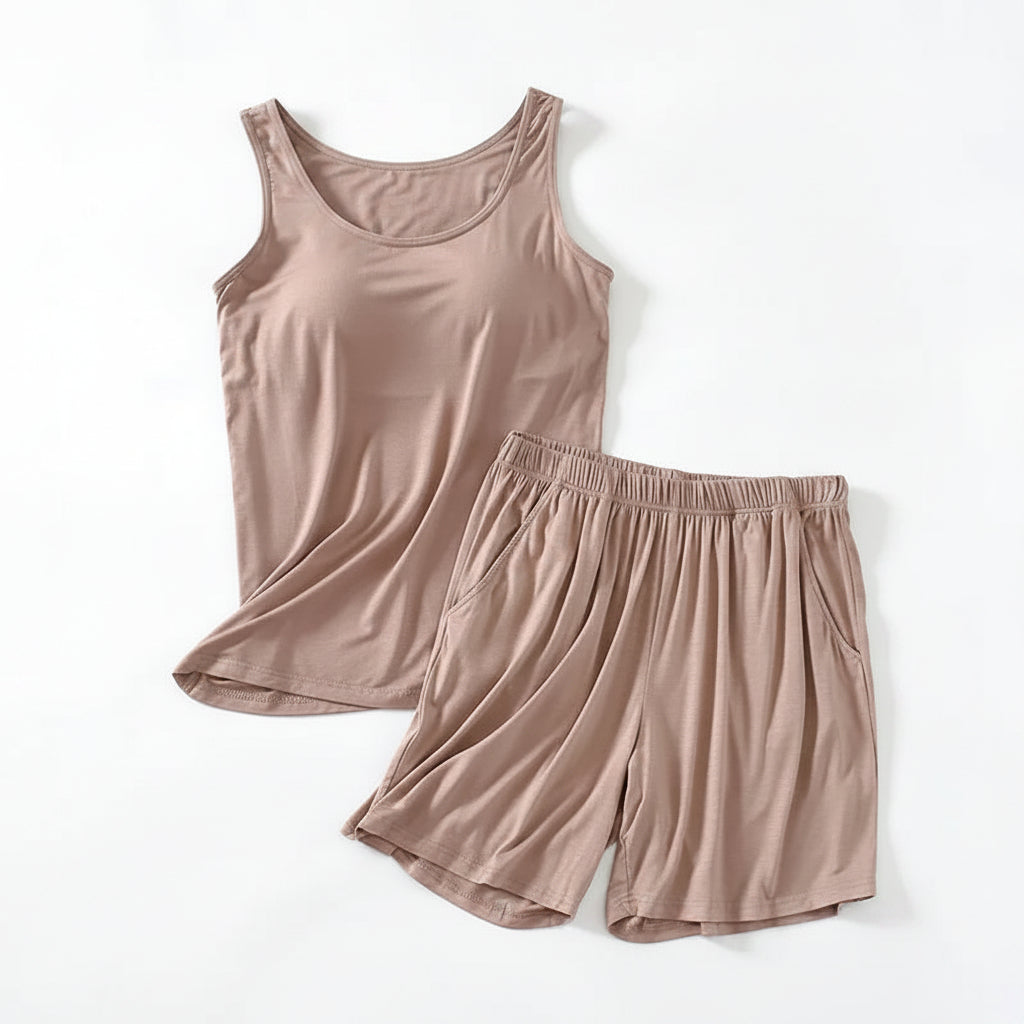Tank Top PJ Set with Matching Shorts Soft and Lightweight
