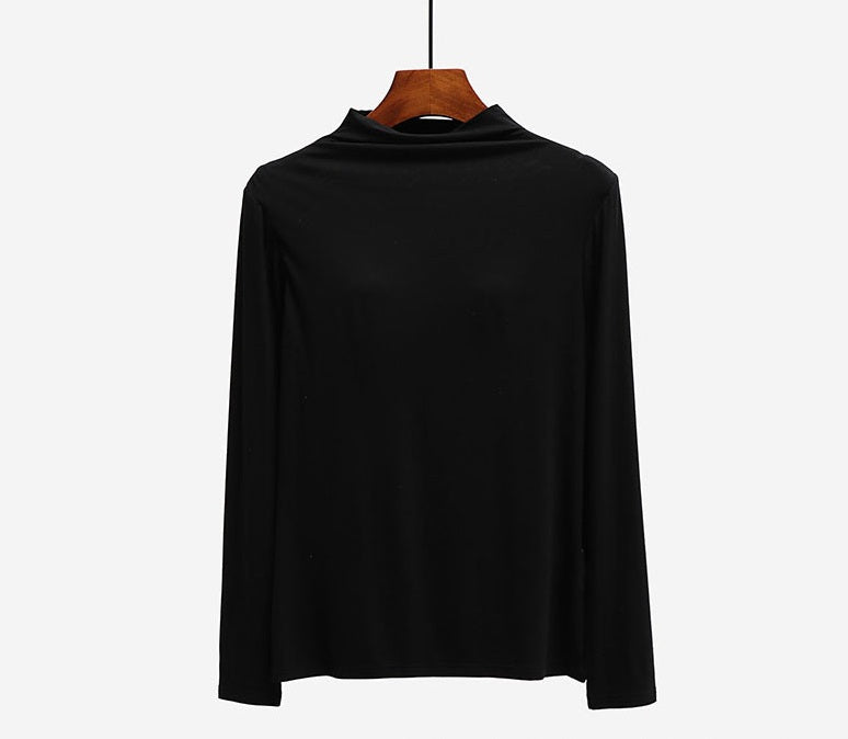 Turtle Neck Long Sleeve Top With Built In Bra Viscose