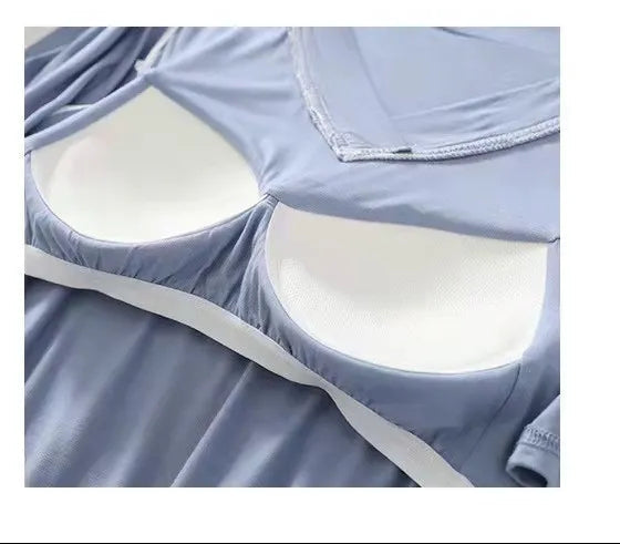 V-Neck Built-in-Bra 3 Piece Pyjama Set - Pants, Shorts and Top