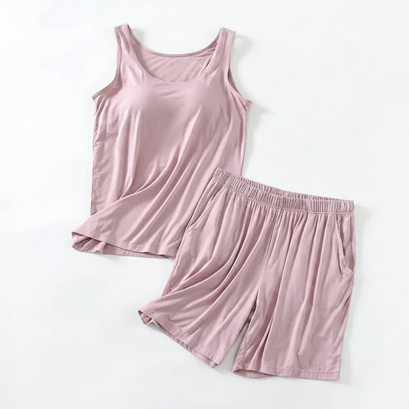 Tank Top PJ Set with Matching Shorts Soft and Lightweight
