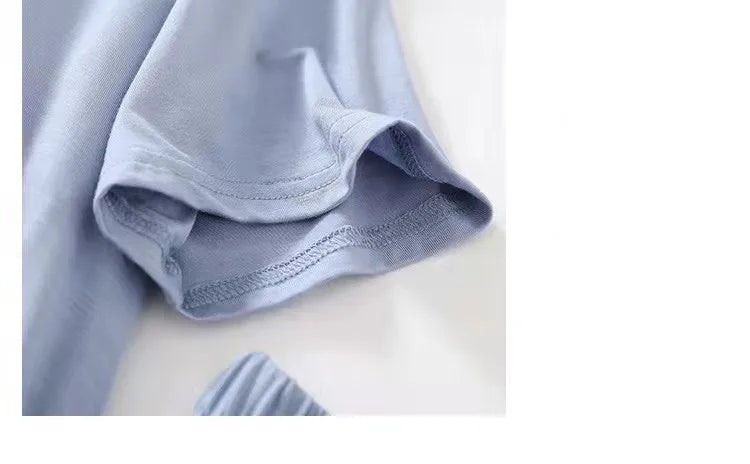 V-Neck Built-in-Bra 3 Piece Pyjama Set - Pants, Shorts and Top