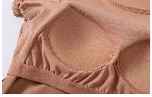 Cotton T-Shirt Tshirt with Built In Bra Top