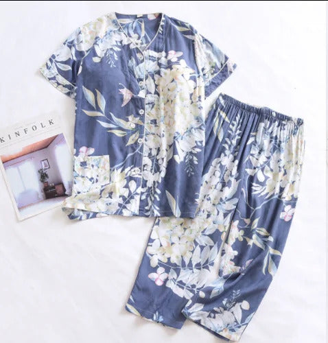 Floral Pyjama Set with Removable Bra Pads Plus size available