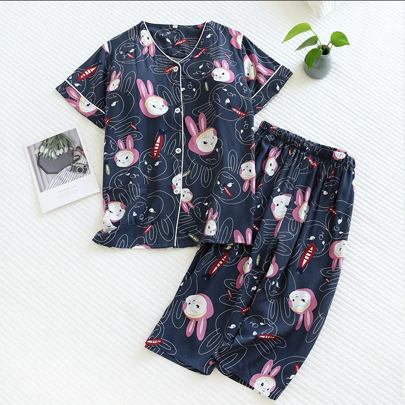 Floral Pyjama Set with Removable Bra Pads Plus size available