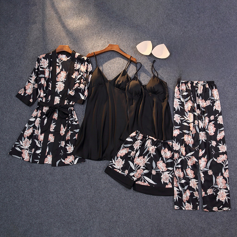 Silky Satin Pyjama Set with Removable Bra Cups
