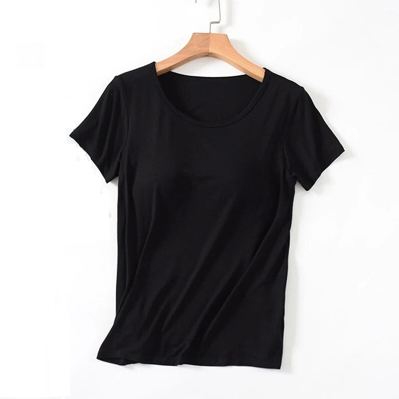 T-Shirt with Built In Bra Top Padding Plus Size available