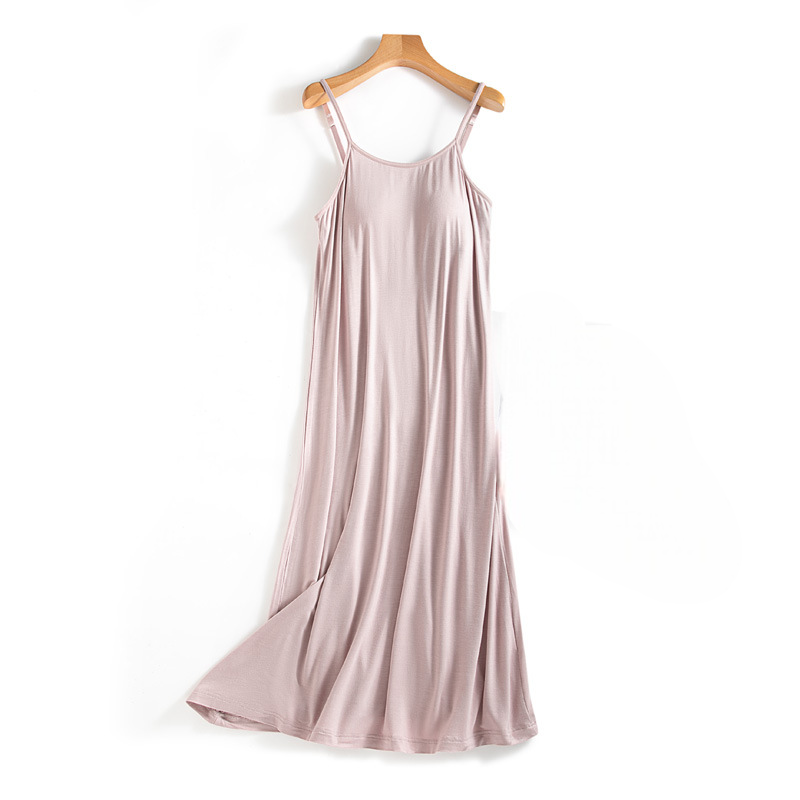 Built-In-Bra Spaghetti Adjustable Strap Nightgown/Casual Dress