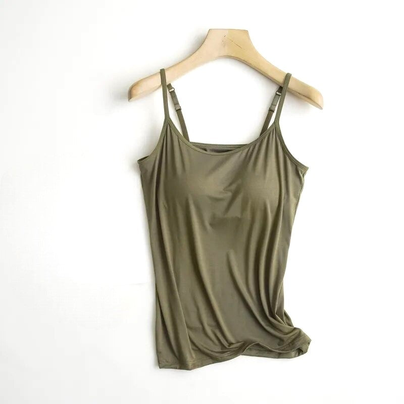 Cami Top with Built In Bra Padded Singlet