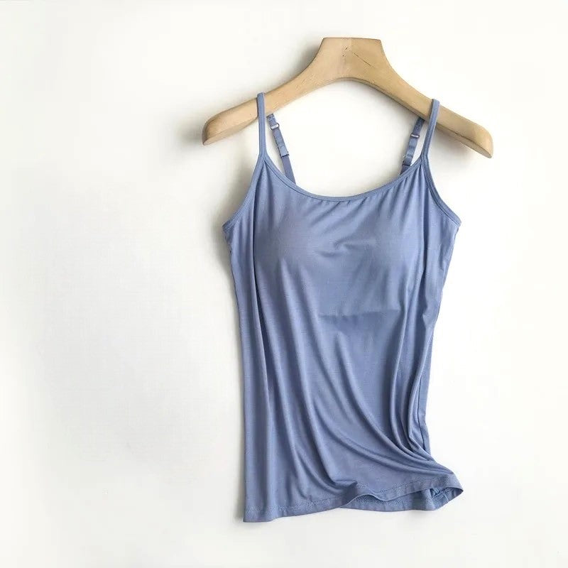 Cami Top with Built In Bra Padded Singlet