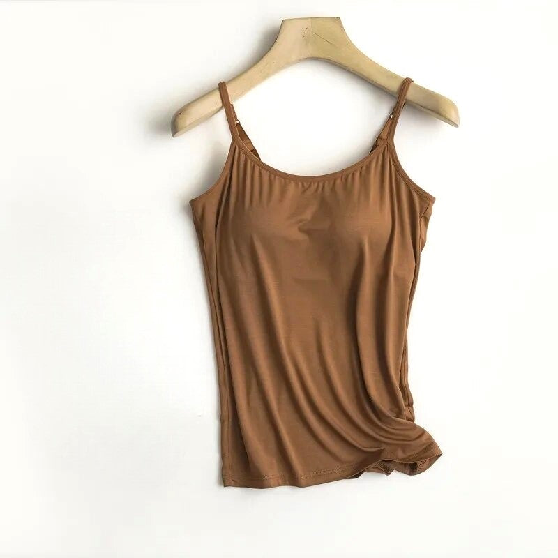 Cami Top with Built In Bra Padded Singlet