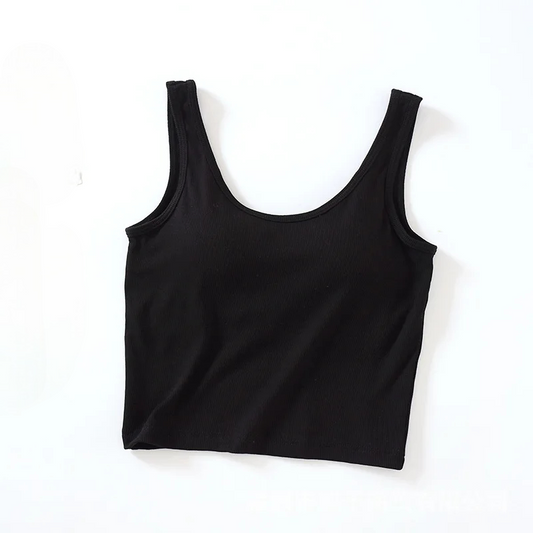 Crop Tank Top with Built-In Bra