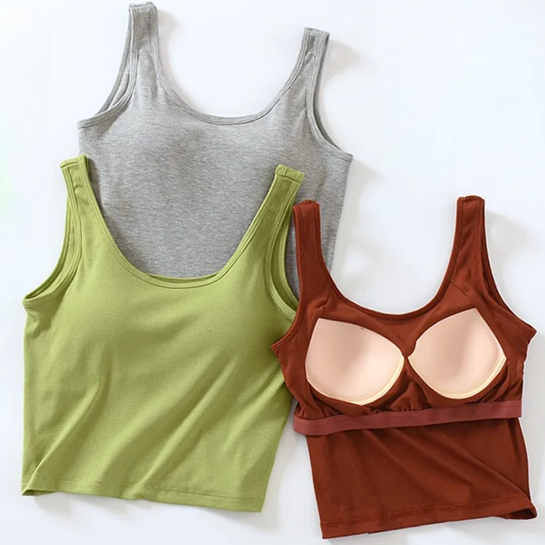 Crop Tank Top with Built-In Bra