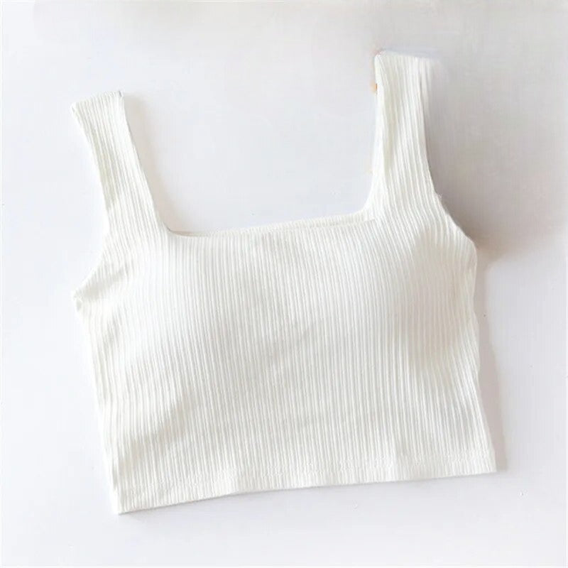 Crop Top Tank with Built In Bra Cotton