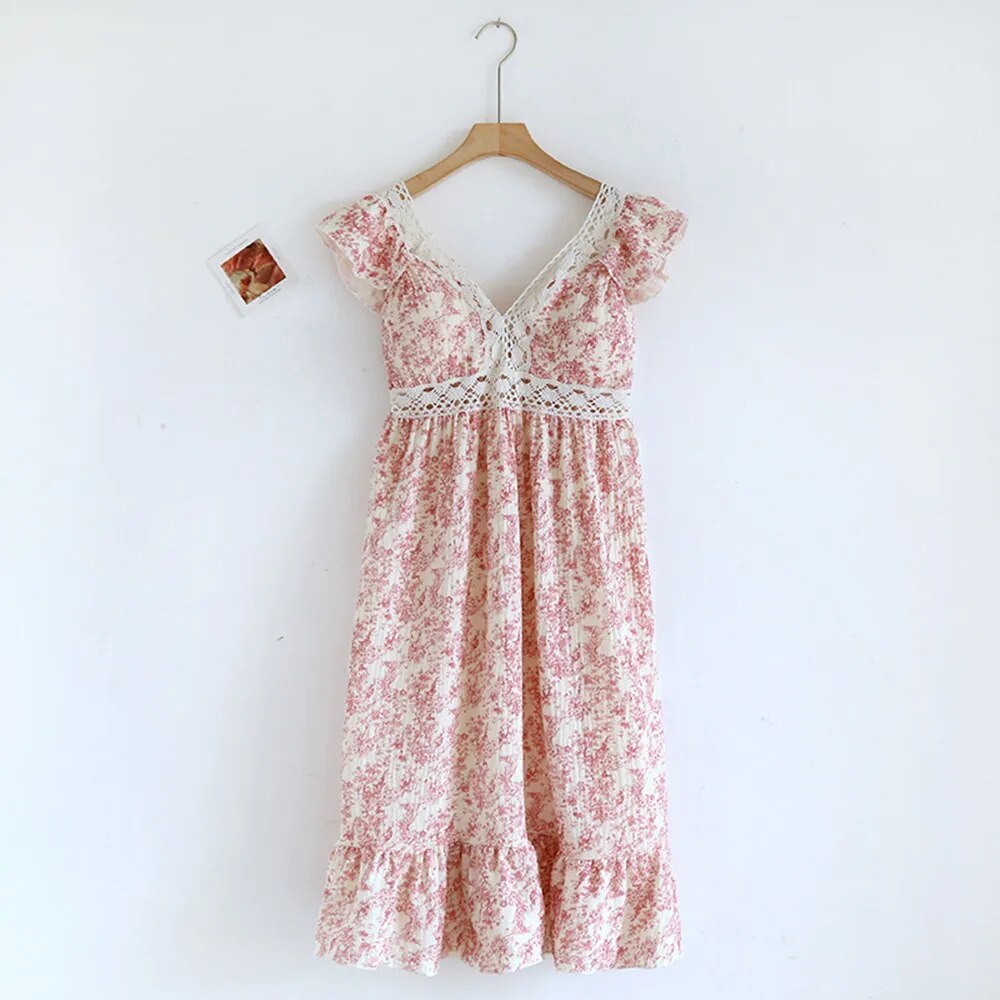 Lace Summer Dress with Removable Bra Cups 100% Cotton