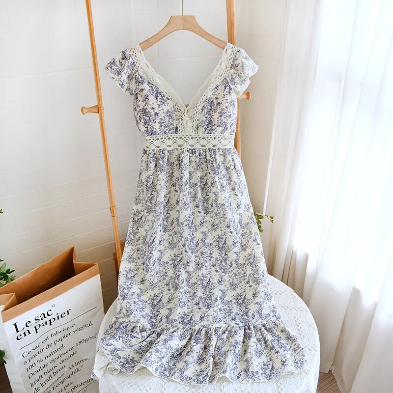 Lace Summer Dress with Removable Bra Cups 100% Cotton