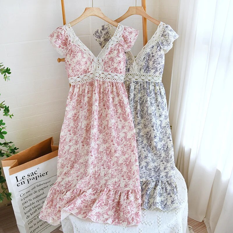 Lace Summer Dress with Removable Bra Cups 100% Cotton