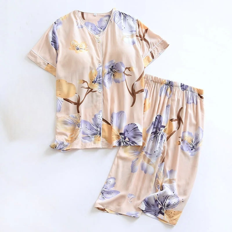 Floral Pyjama Set with Removable Bra Pads Plus size available