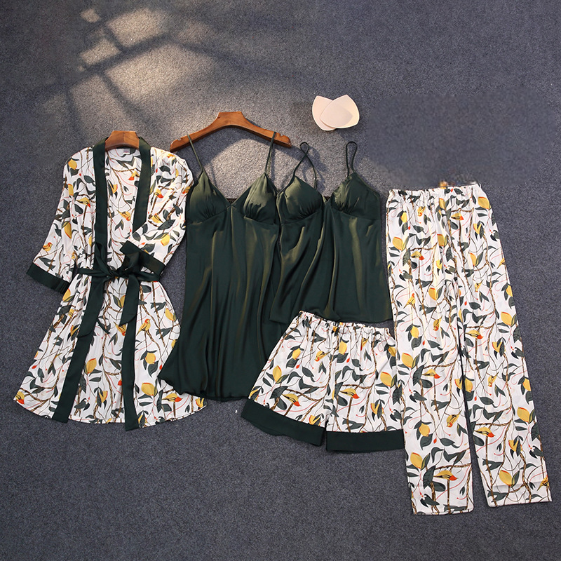 Silky Satin Pyjama Set with Removable Bra Cups